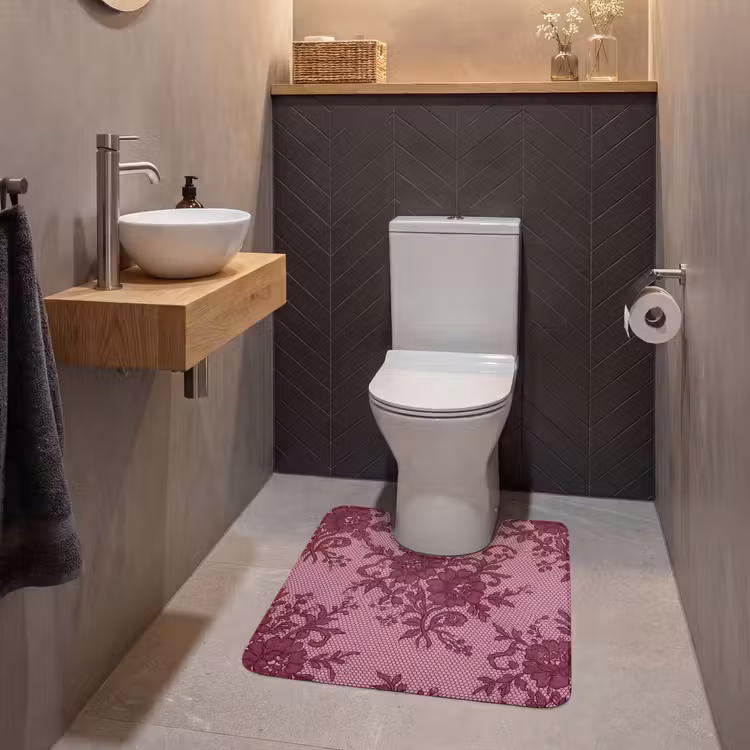 WC Vorleger - Bordeauxrotes Spitzenmuster — 2