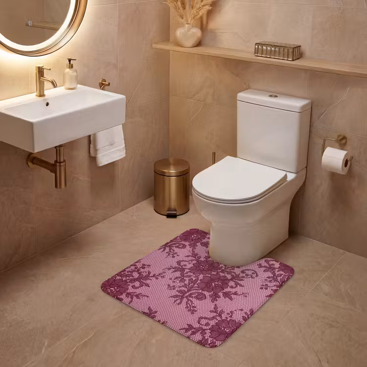 WC Vorleger - Bordeauxrotes Spitzenmuster — 4