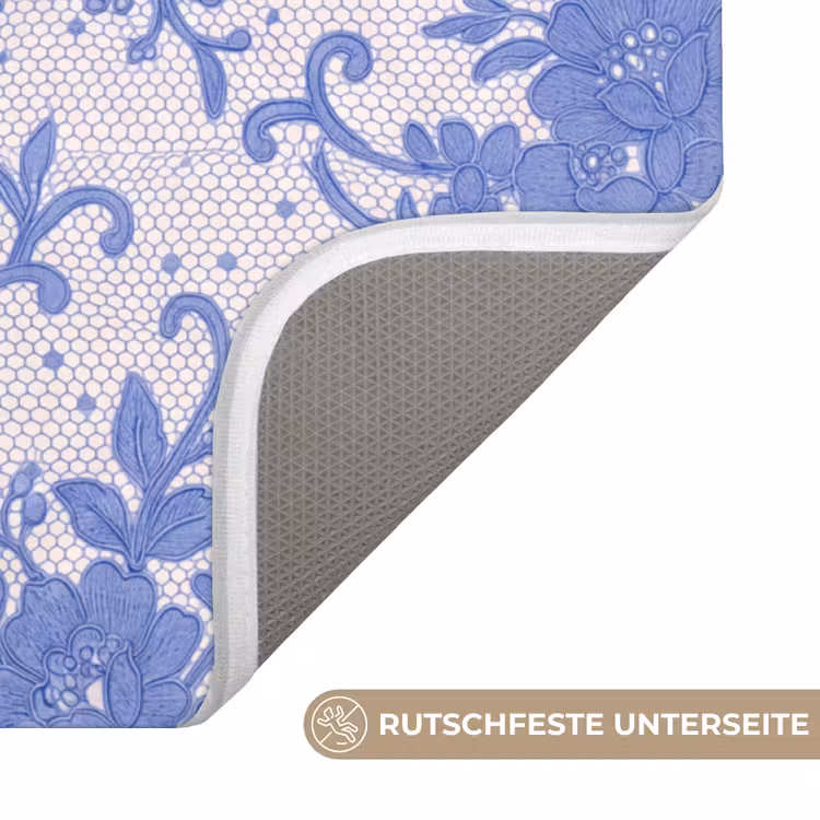 WC Vorleger - Spitze – Blumen – Blau — 3