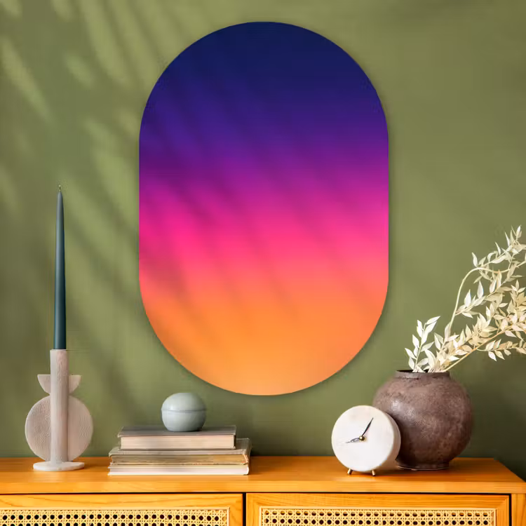Glasbild Oval - Farbverlauf – Fließend – Abstrakt — 2