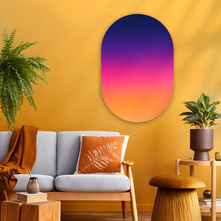 Glasbild Oval - Farbverlauf – Fließend – Abstrakt — 3