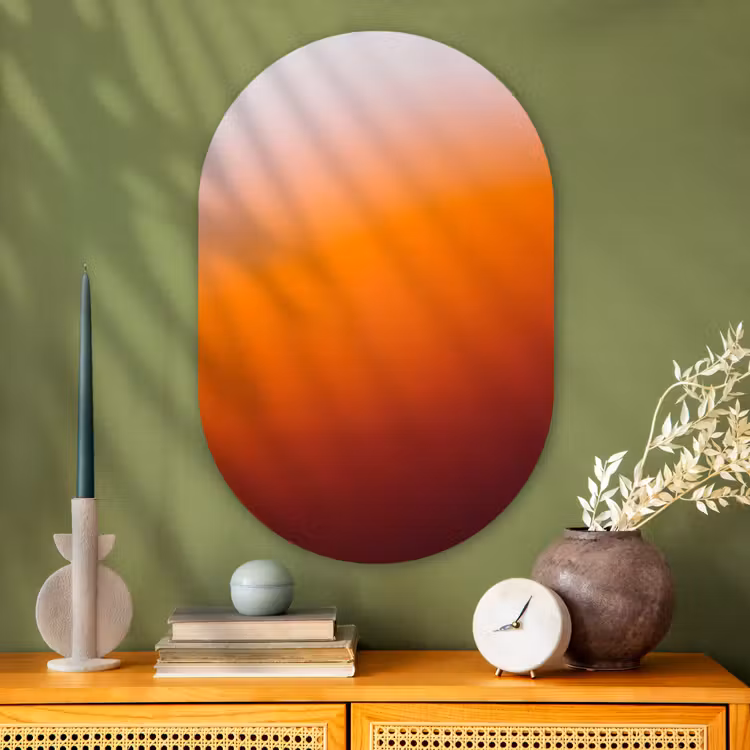 Glasbild Oval - Farbverlauf – Orange – Abstrakt — 2