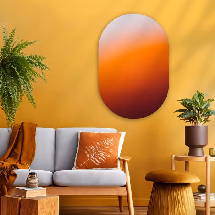 Glasbild Oval - Farbverlauf – Orange – Abstrakt — 3