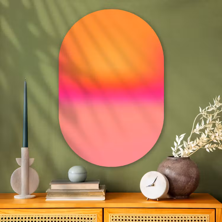 Glasbild Oval - Farbverlauf – Orange – Rosa — 2