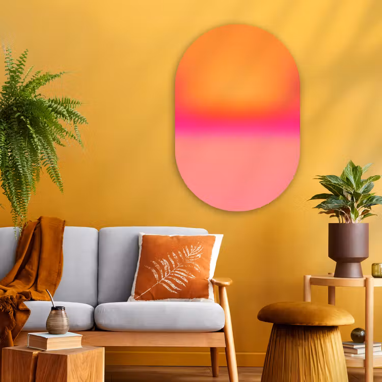Glasbild Oval - Farbverlauf – Orange – Rosa — 3