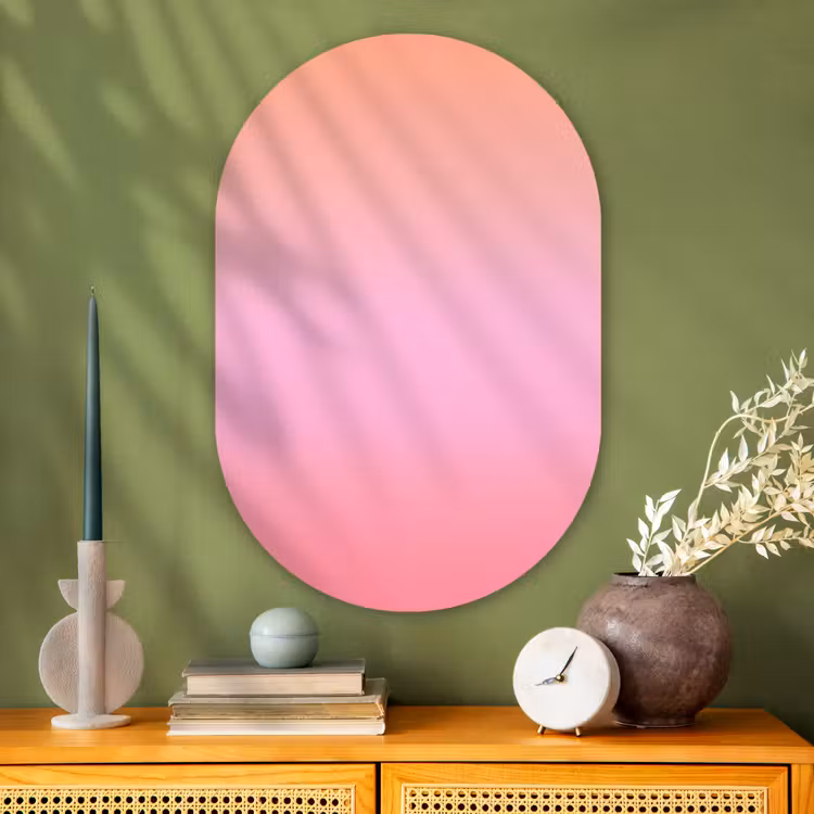 Glasbild Oval - Farbverlauf – Rosa – Orange — 2