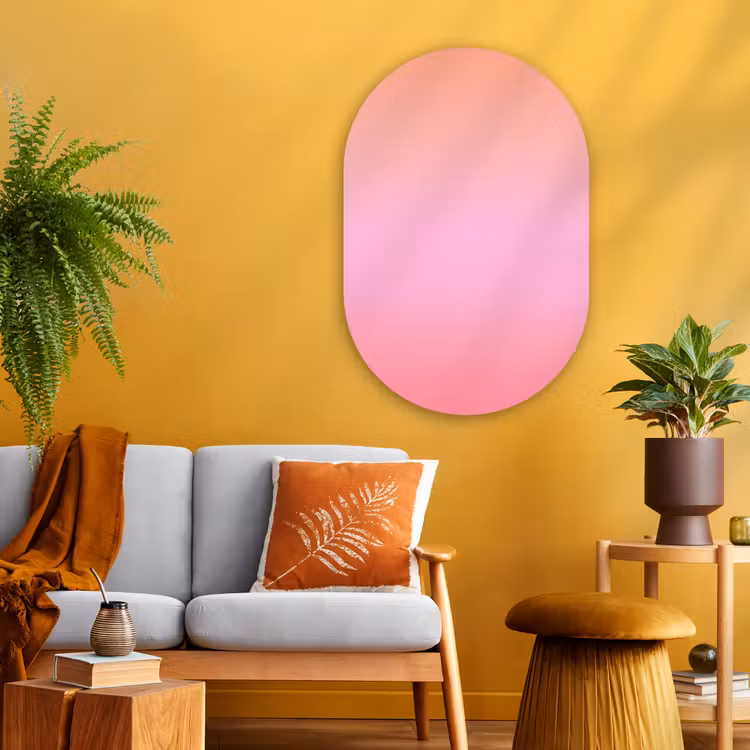 Glasbild Oval - Farbverlauf – Rosa – Orange — 3