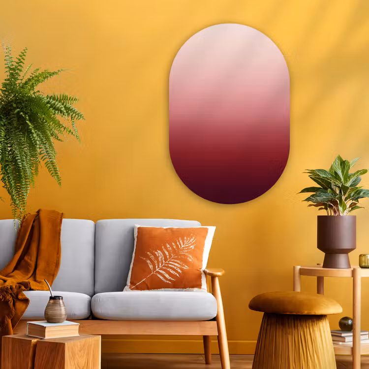 Glasbild Oval - Farbverlauf – Rot – Rosa — 3