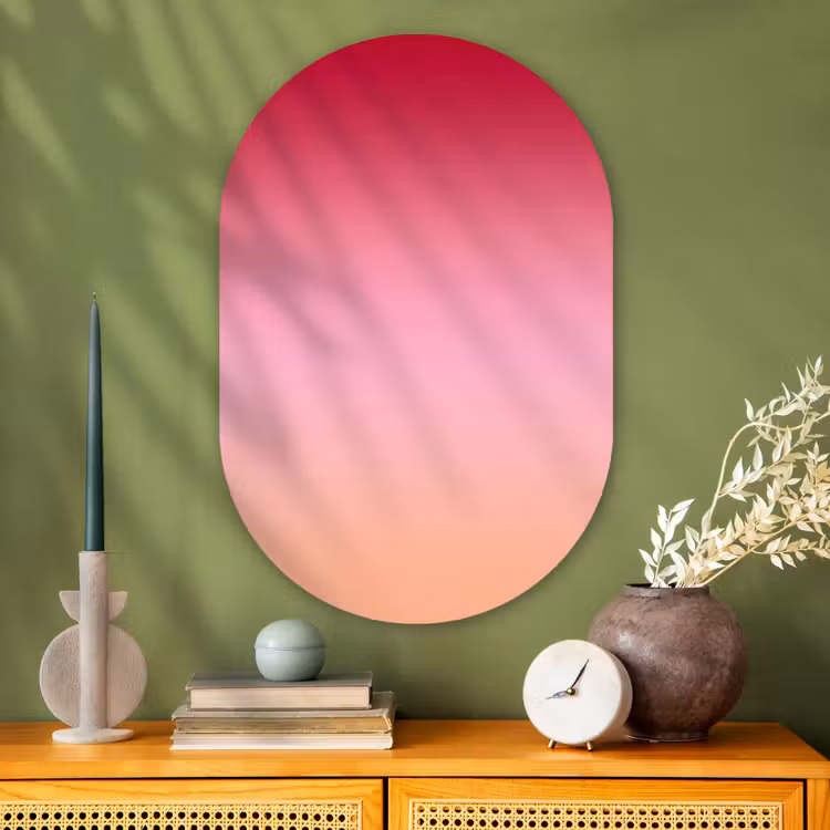 Glasbild Oval - Farbverlauf – Rot – Rosa — 2