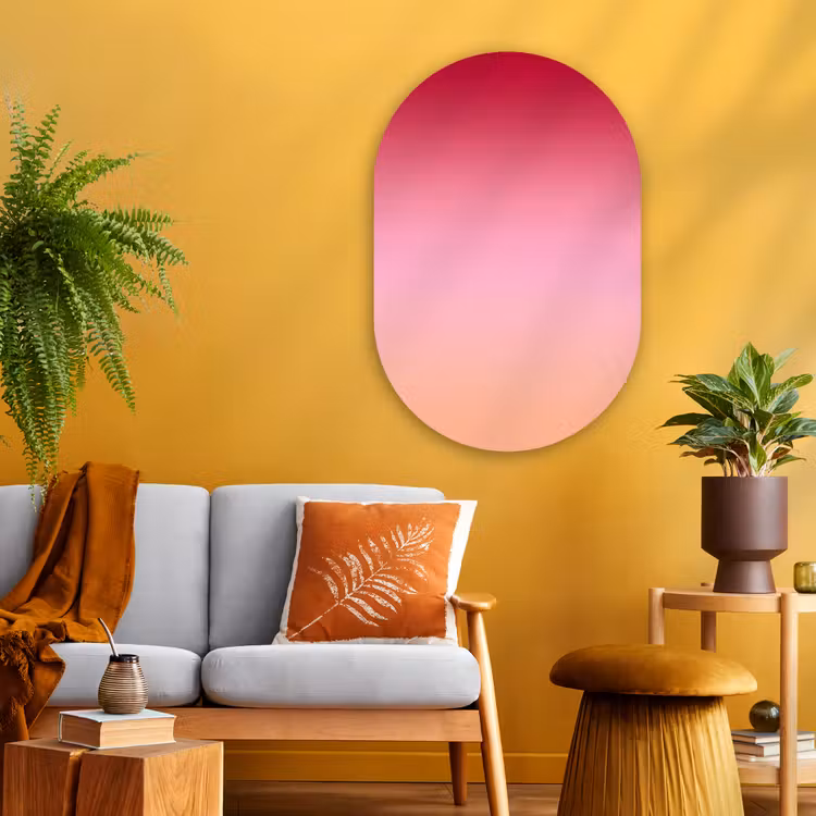 Glasbild Oval - Farbverlauf – Rot – Rosa — 3