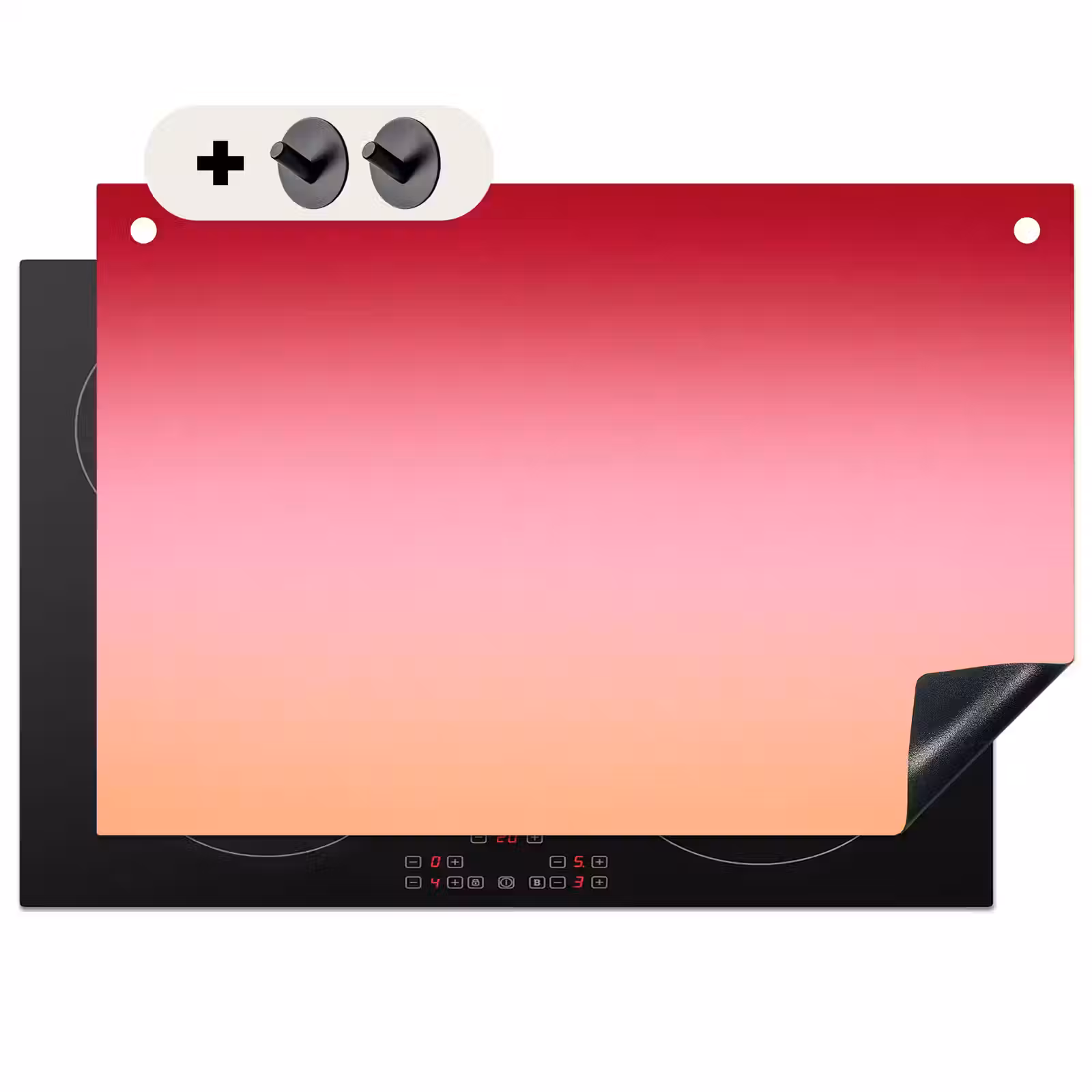 2-in-1 Herdabdeckplatte & Spritzschutz - Farbverlauf – Rot – Rosa — 1