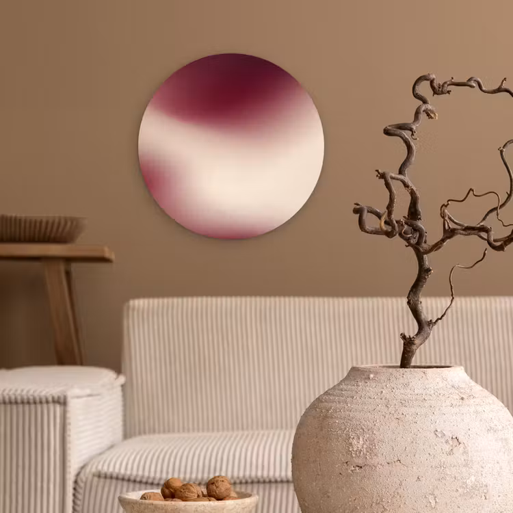 Glasbild Rund - Farbverlauf – Rot – Beige — 2
