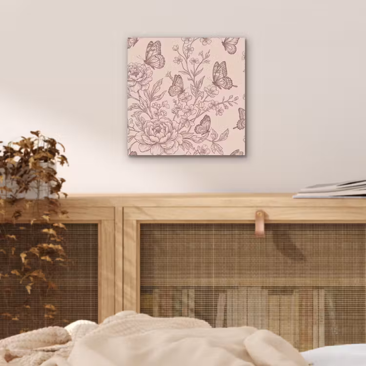 Alu-Dibond-Bild - Schmetterling – Blumen – Muster — 4