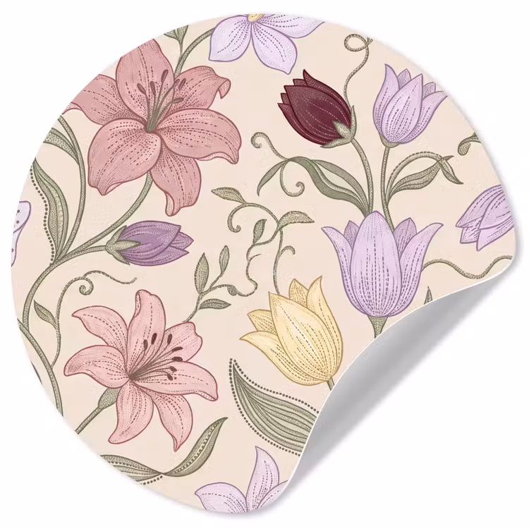 Runde Tapete - Blumen – Illustration – Botanik — 1