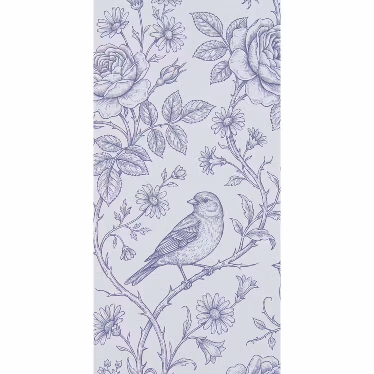 Tapete - Blumen – Vogel – Zeichnung — 2