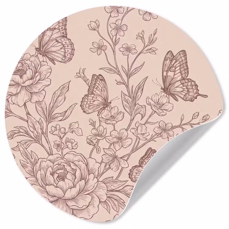 Runde Tapete - Schmetterling – Blumen – Muster — 1