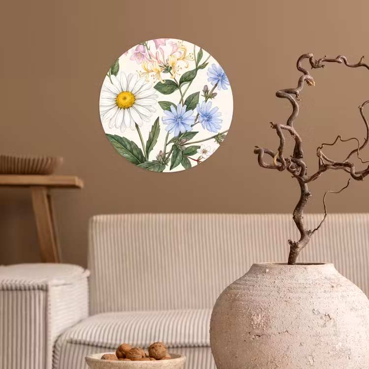 Runde Tapete - Botanisch – Illustration – Farbenfroh — 2