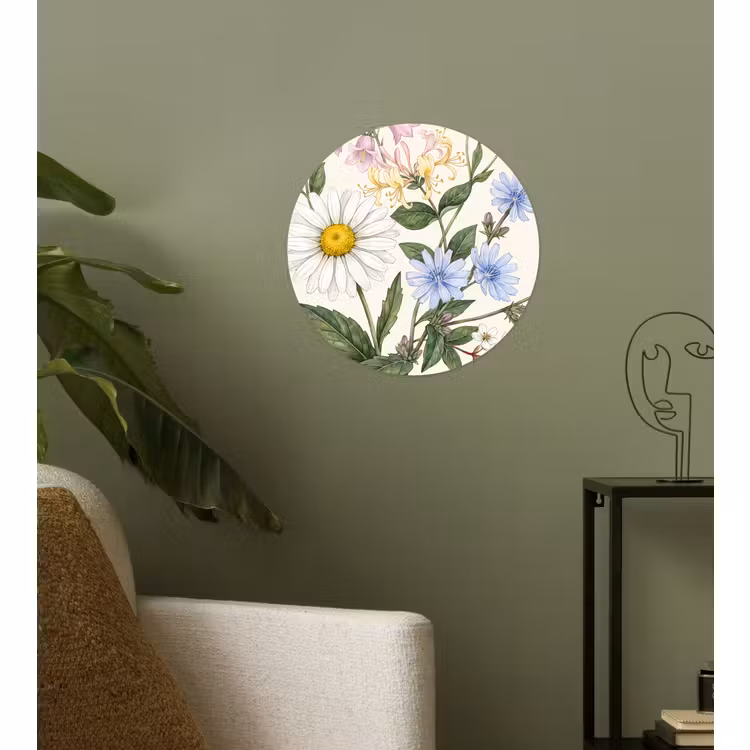 Runde Tapete - Botanisch – Illustration – Farbenfroh — 3