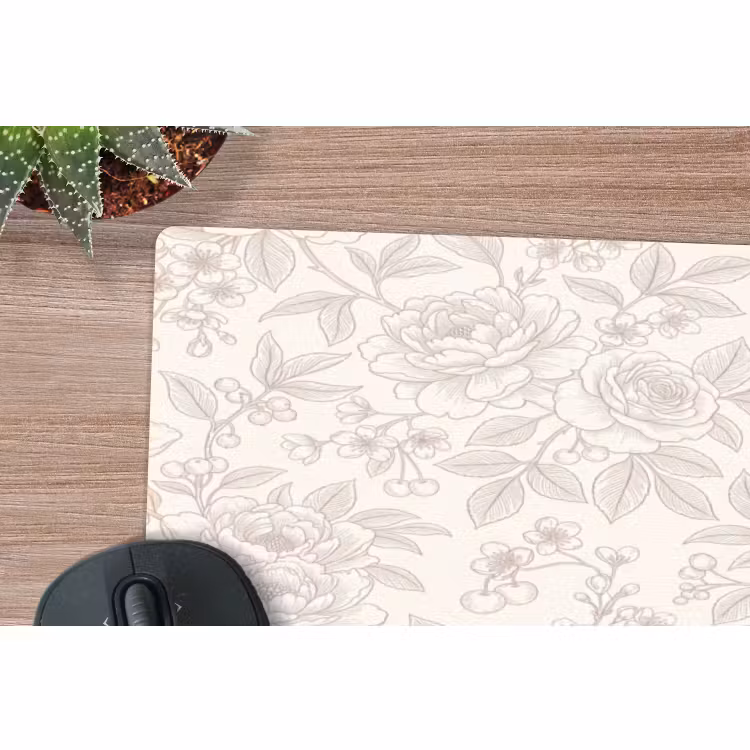 Mauspad - Blumen – Strichzeichnung – Beige — 5