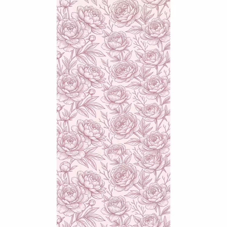 Tapete - Blumen – Strichzeichnung – Rosa — 2