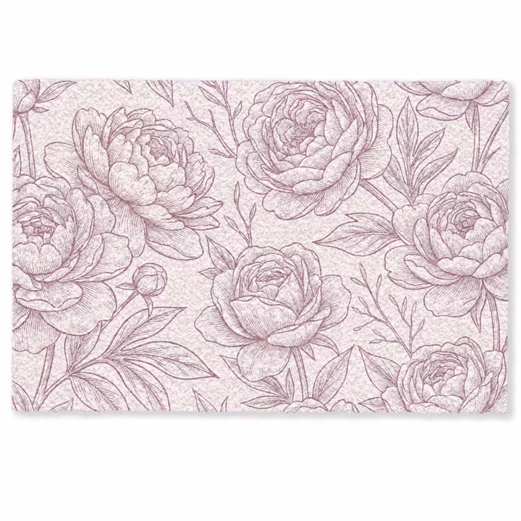 Fußmatte - Blumen – Strichzeichnung – Rosa — 1