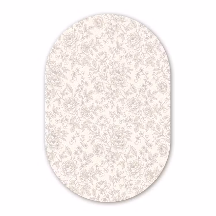 Forexbild Oval - Blumen – Strichzeichnung – Beige — 1