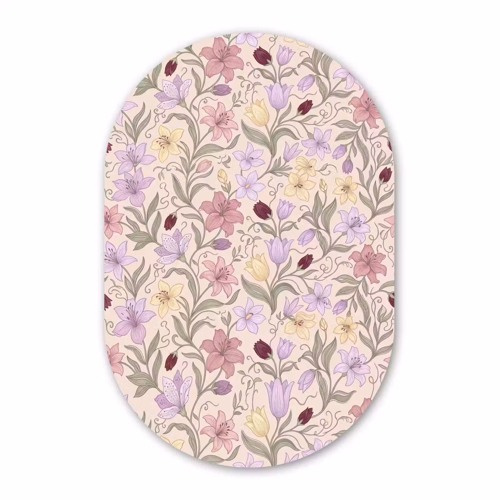 Glasbild Oval - Blumen – Illustration – Botanik — 1