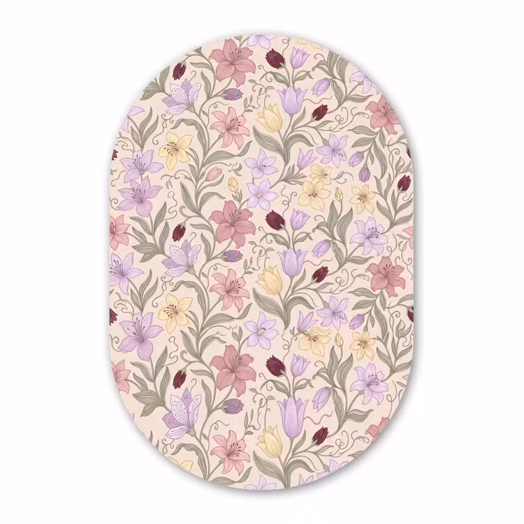 Glasbild Oval - Blumen – Illustration – Botanik — 1