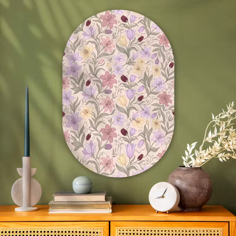 Glasbild Oval - Blumen – Illustration – Botanik — 2
