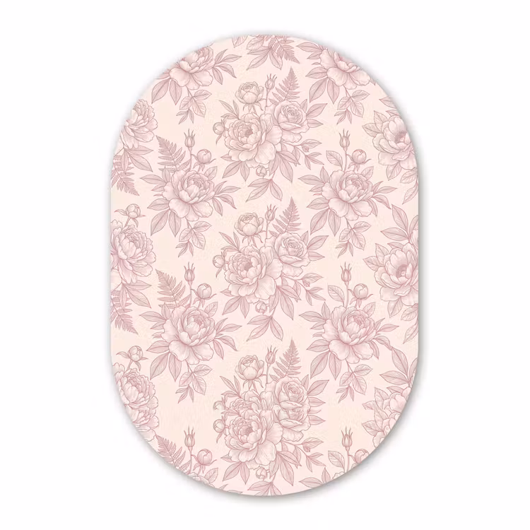 Glasbild Oval - Blumen – Strichzeichnung – Botanisch — 1