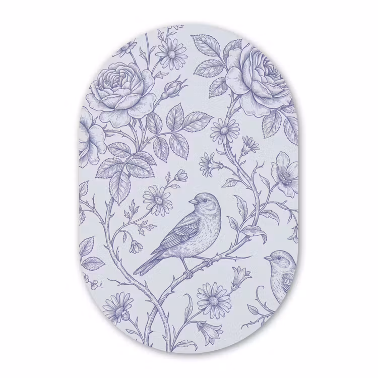 Forexbild Oval - Blumen – Vogel – Zeichnung — 1