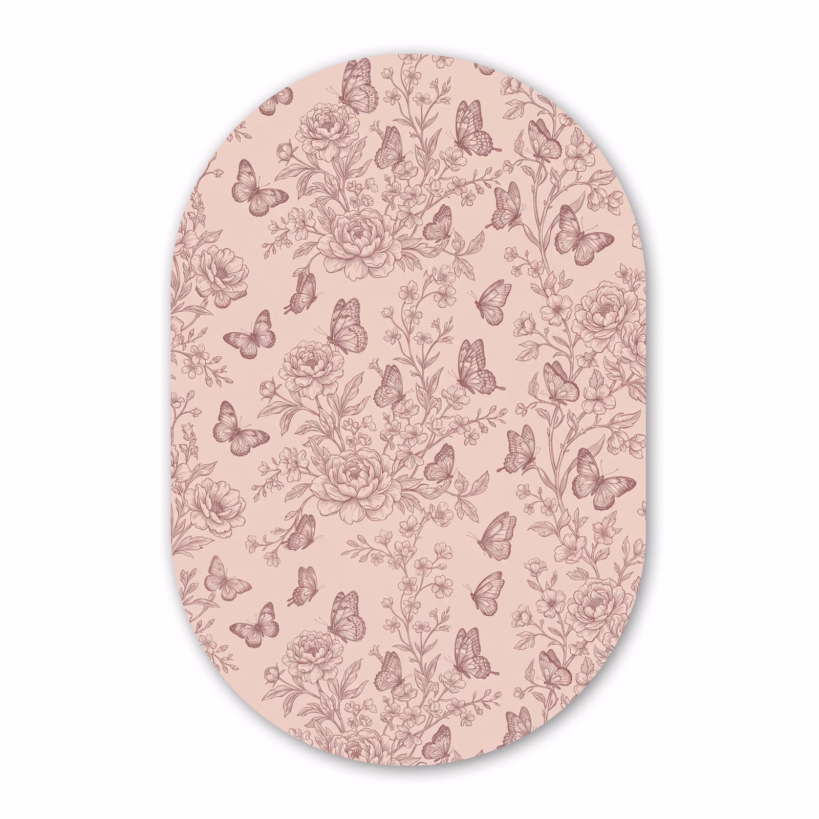 Glasbild Oval - Schmetterling – Blumen – Muster — 1