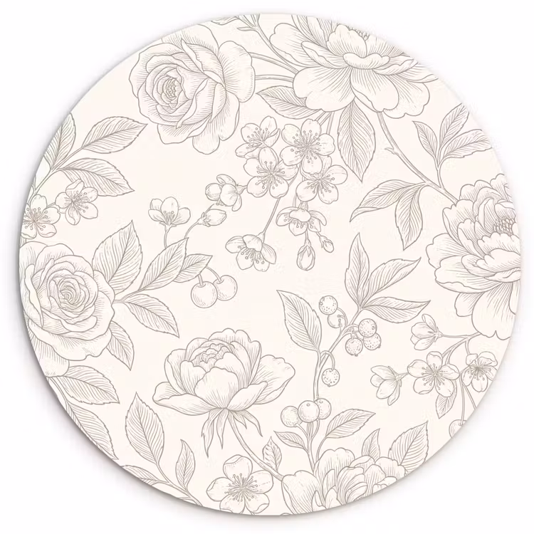 Forexbild Rund - Blumen – Strichzeichnung – Beige — 1