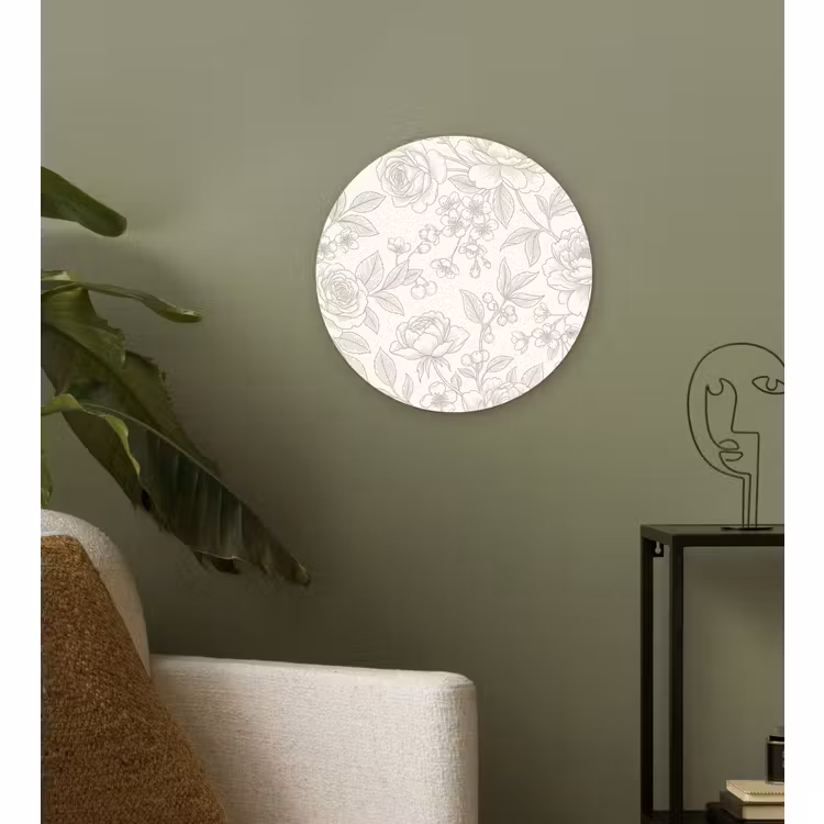 Forexbild Rund - Blumen – Strichzeichnung – Beige — 3