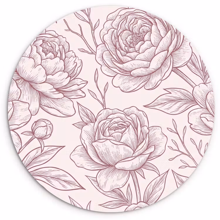 Forexbild Rund - Blumen – Strichzeichnung – Rosa — 1