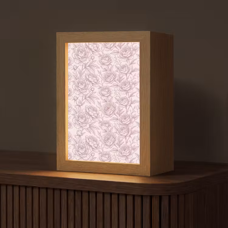 Personalisierte Lightbox - Blumen – Strichzeichnung – Rosa — 1
