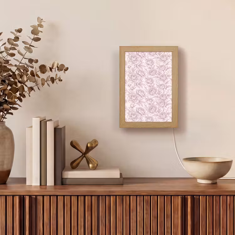 Personalisierte Lightbox - Blumen – Strichzeichnung – Rosa — 4