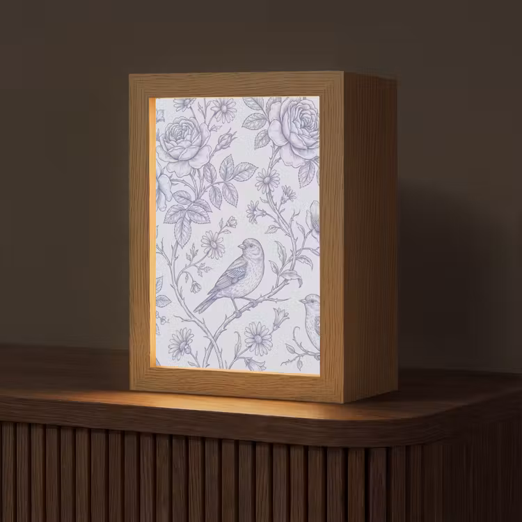 Personalisierte Lightbox - Blumen – Vogel – Zeichnung — 1