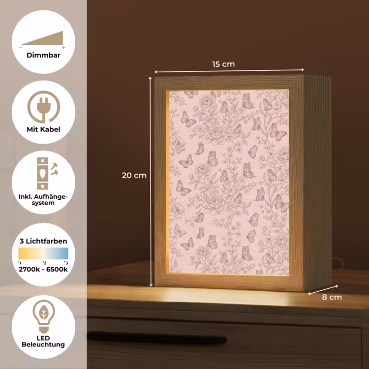Personalisierte Lightbox - Schmetterling – Blumen – Muster — 6