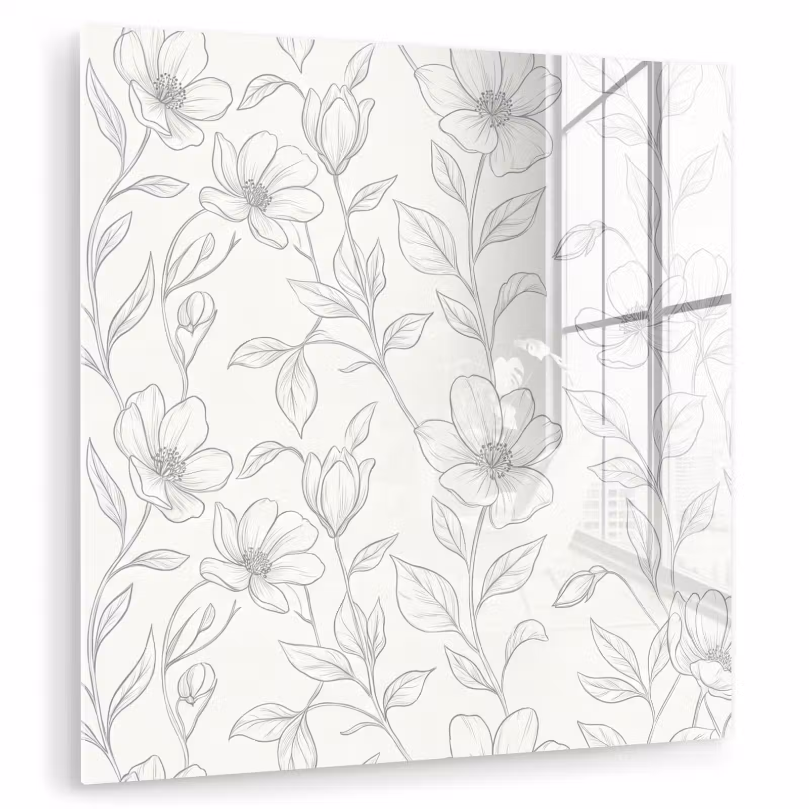 Glasbild - Blumen – Linien – Muster — 1