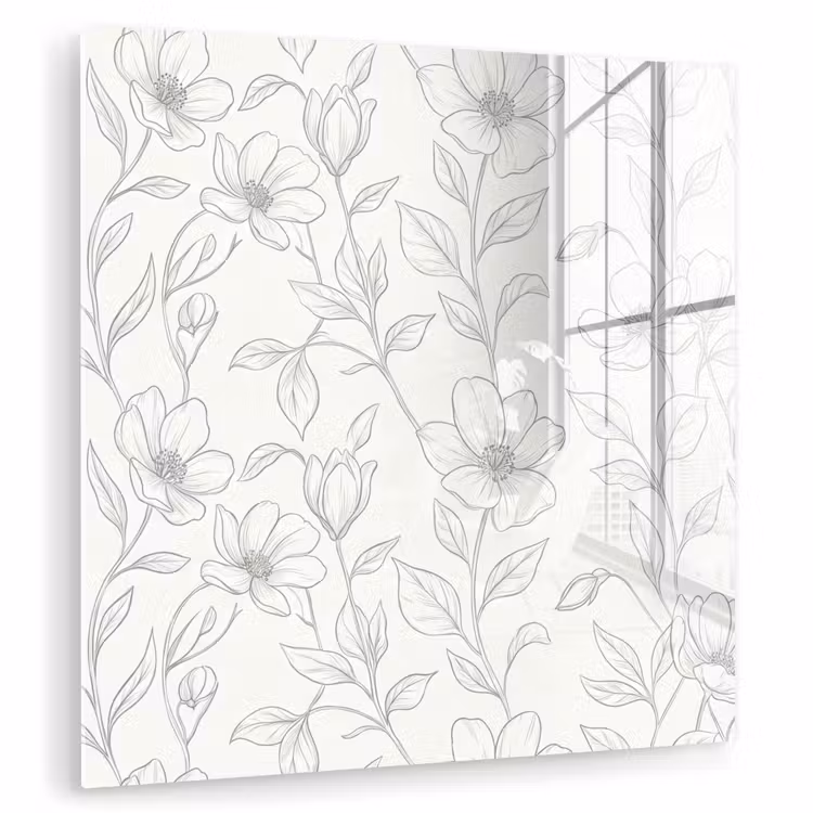 Glasbild - Blumen – Linien – Muster — 1