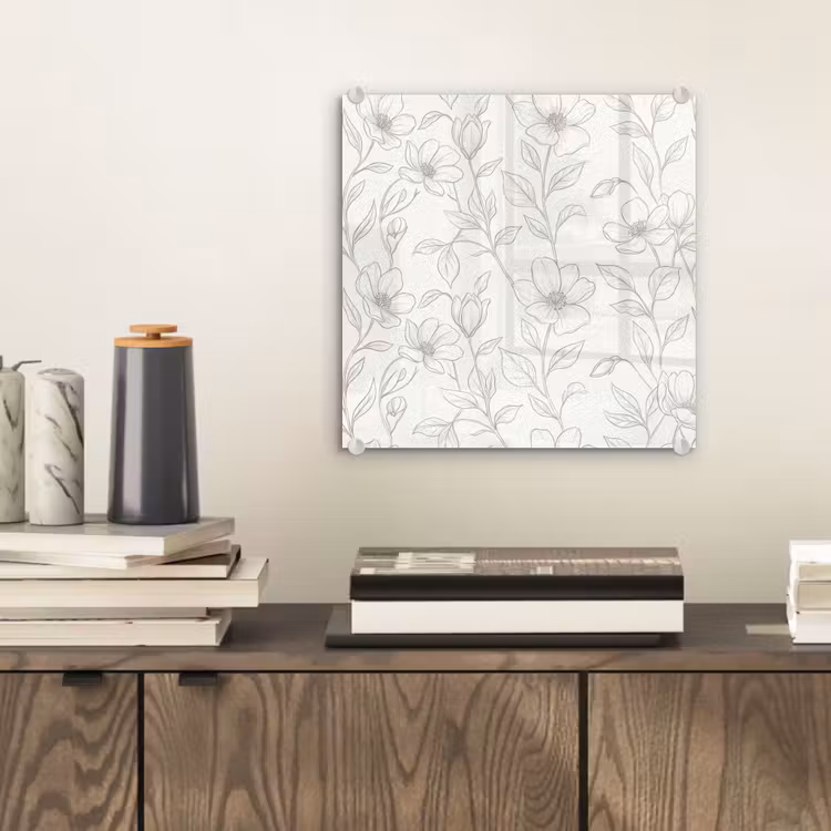 Glasbild - Blumen – Linien – Muster — 2