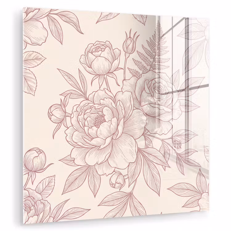 Glasbild - Blumen – Strichzeichnung – Botanisch — 1