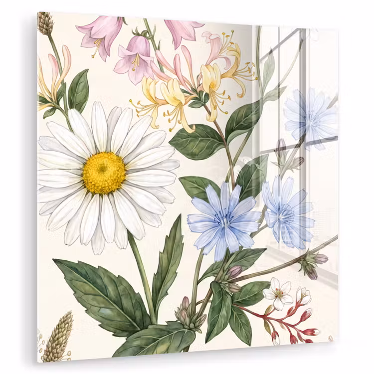 Glasbild - Botanisch – Illustration – Farbenfroh — 1