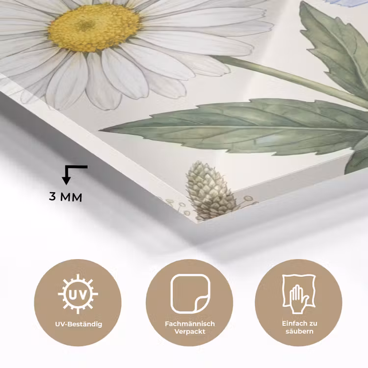 Glasbild - Botanisch – Illustration – Farbenfroh — 3