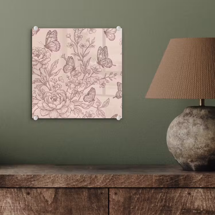Glasbild - Schmetterling – Blumen – Muster — 4