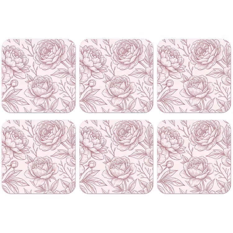 Untersetzer - Blumen – Strichzeichnung – Rosa — 1
