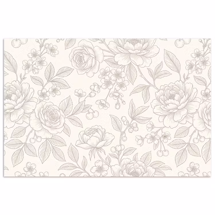 Poster - Blumen – Strichzeichnung – Beige — 1