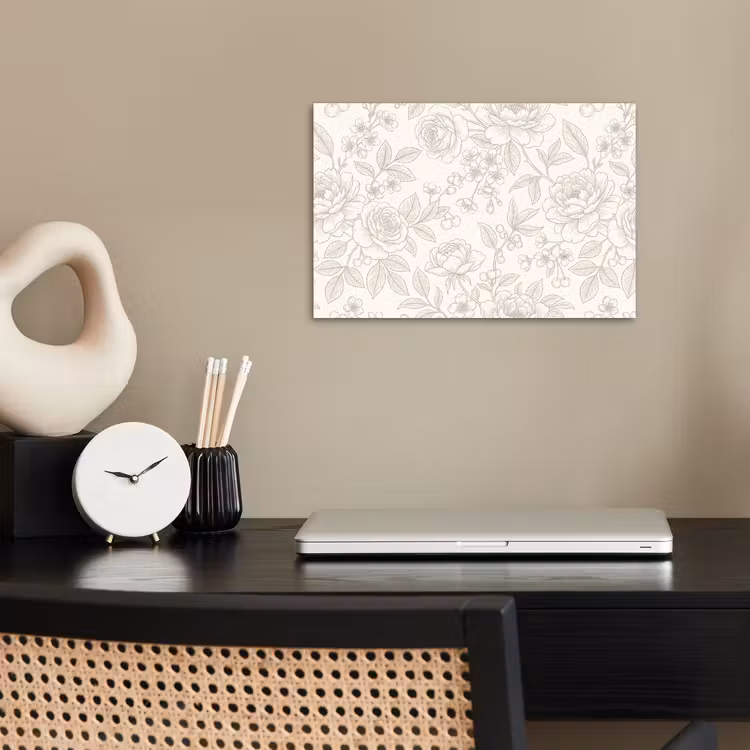 Poster - Blumen – Strichzeichnung – Beige — 2