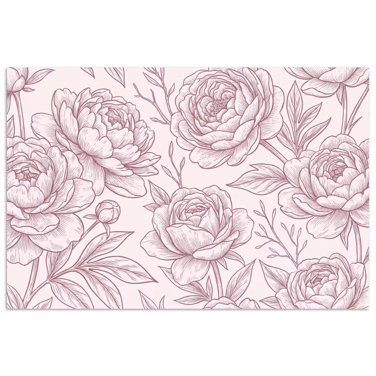 Poster - Blumen – Strichzeichnung – Rosa — 1